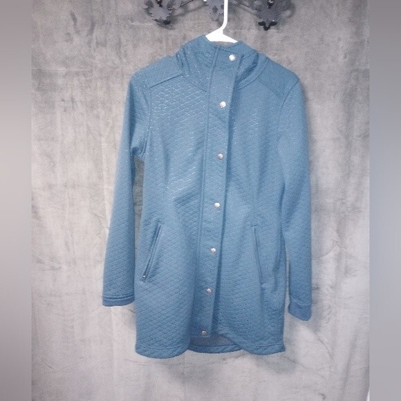 The North Face Blue Green Quilted Hooded Jacket Size Small EUC - Picture 1 of 4